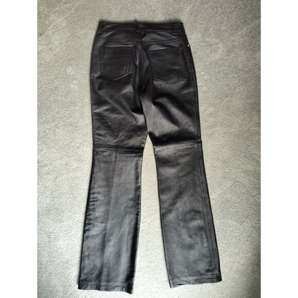 Newport News Leather Pants Women's Sz 6 Black Bootcut Lined Classic Dressy Biker - Picture 13 of 14